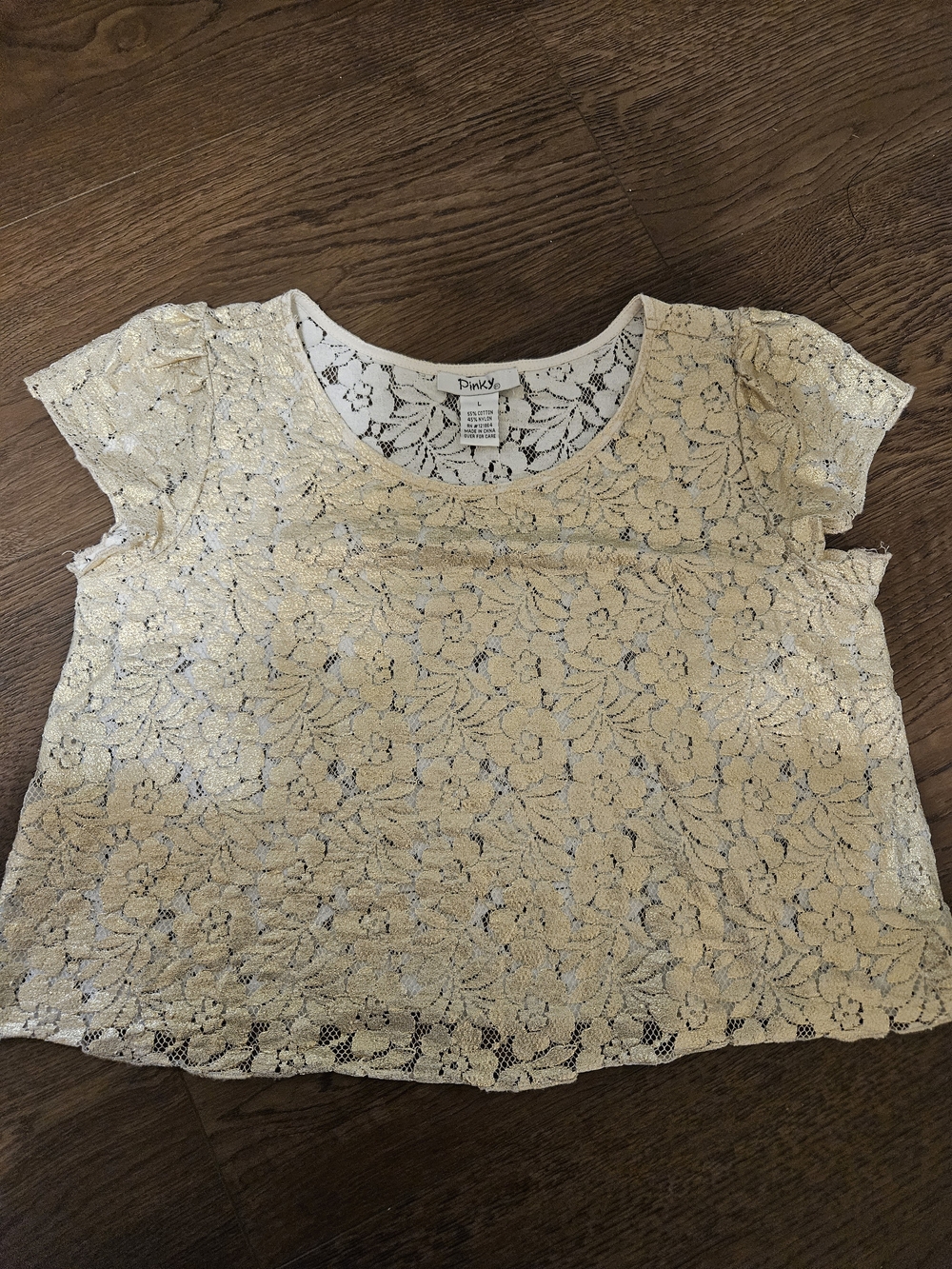 Pinky Cream Lace Short Sleeve Top